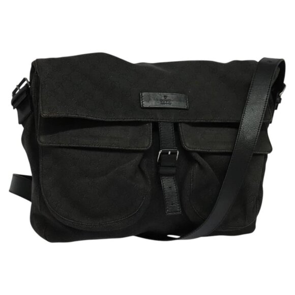 GUCCI GG Canvas Shoulder Bag Black